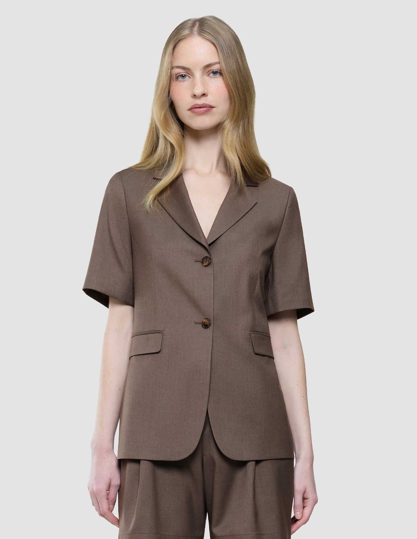 Women Skye Short Sleeved Blazer Dark Chestnut Melange